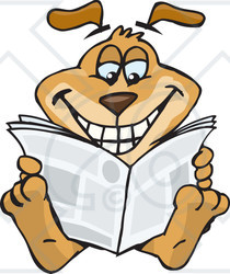 Royalty-Free (RF) Clipart Illustration of a Sparkey Dog Reading The Newspaper