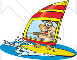 Royalty-Free (RF) Clipart Illustration of a Sparkey Dog Wind Surfing