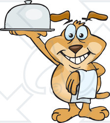 Royalty-Free (RF) Clipart Illustration of a Sparkey Dog Serving Food