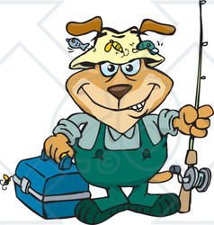 Royalty-Free (RF) Clipart Illustration of a Sparkey Dog Going Fishing