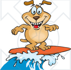 Royalty-Free (RF) Clipart Illustration of a Sparkey Dog Surfing On A Wave