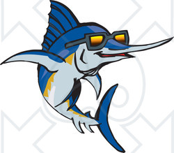 Royalty-Free (RF) Clipart Illustration of a Blue Marlin Fish Wearing Shades
