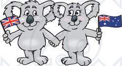 Royalty-Free (RF) Clipart Illustration of Two Koalas With Australian Flags