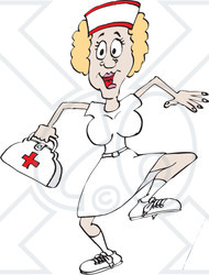 Royalty-Free (RF) Clipart Illustration of a Running Blond Nurse