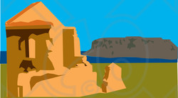 Royalty-Free (RF) Clipart Illustration of Ruins in Tasmania