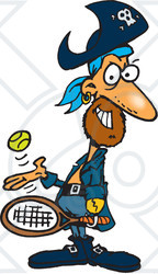 Royalty-Free (RF) Clipart Illustration of a Pirate Guy Playing Tennis - Version 1
