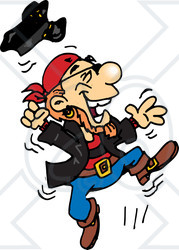 Royalty-Free (RF) Clipart Illustration of a Pirate Guy Jumping