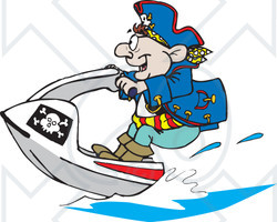 Royalty-Free (RF) Clipart Illustration of a Pirate Guy Jet Skiing