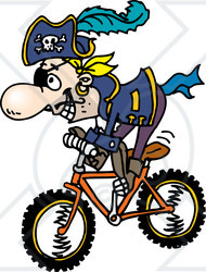 Royalty-Free (RF) Clipart Illustration of a Pirate Guy Riding A Bike - Version 2