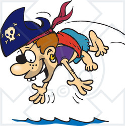 Royalty-Free (RF) Clipart Illustration of a Pirate Kid Diving