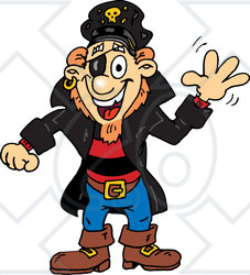 Royalty-Free (RF) Clipart Illustration of a Pirate Guy Waving
