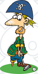 Royalty-Free (RF) Clipart Illustration of a Pirate Guy Golfing - Version 2