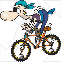 Royalty-Free (RF) Clipart Illustration of a Pirate Guy Riding A Bike - Version 1