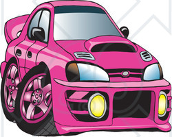 Royalty-Free (RF) Clipart Illustration of a Pink Subaru Impreza WRX