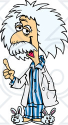 Royalty-Free (RF) Clipart Illustration of Albert Einstein Wearing Bunny Slippers And Blue Pajamas