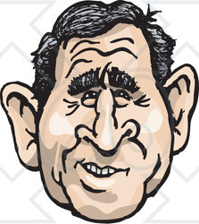 Royalty-Free (RF) Clipart Illustration of a Caricature Face Of A Man, President George W Bush