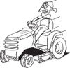 Black And White Man On A Riding Lawn Mower