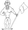 Black And White Buff Life Guard Man With A Flag