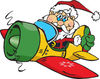 Happy Santa Claus Holding a Thumb up and Flying a Plane