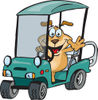 Sparkey Dog Driving a Golf Cart and Waving