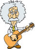 Happy Albert Einstein Scientist Musician Playing a Guitar