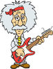 Happy Albert Einstein Scientist Musician Playing an Electric Guitar