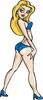 Blond White Woman Walking in a Blue Bikini and Heels