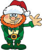 Friendly Waving Leprechaun Wearing a Christmas Santa Hat