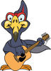 Cartoon Happy Terradactyl Playing an Acoustic Guitar