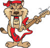 Cartoon Happy Saber Toothed Tiger Playing an Electric Guitar