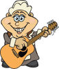 Cartoon Happy Pilgrim Woman Playing an Acoustic Guitar