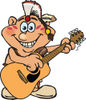 Cartoon Happy Native American Man Playing an Acoustic Guitar