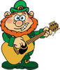 Cartoon Happy St Patricks Day Leprechaun Playing an Acoustic Guitar