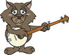 Cartoon Happy Wombat Playing a Banjo