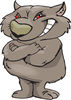 Royalty-Free (RF) Clipart Illustration of a Grinning, Red Eyed Wombat Standing Upright With His Arms Crossed