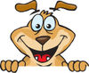 Clipart Illustration of a Hyper Brown Dog Peeping Up From Over A Surface