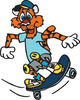Skateboarding Tiger In Clothes And Knee Pads