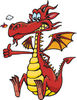 Red Dragon Snorting Flames, Grinning And Gesturing The Thumbs Up
