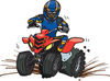 Clipart Illustration of a Man In Safety Gear, Riding A Red Quad Through Mud