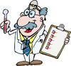Happy Senior Medical Doctor Holding A Thermometer And Check List