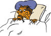 Clipart Illustration of a Sick Lizard Wearing A Cold Pack On His Hed And Resting...