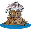 Sweet Platypus Couple Cuddling Under An Umbrella