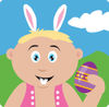 Caucasian Boy Wearing Bunny Ears And Holding An Easter Egg