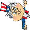 American Uncle Sam Looking Around A Wall