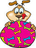 Dog Character Eyeing A Pink Easter Egg With A Bone Pattern