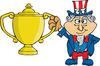 Uncle Sam Character Holding A Golden Trophy