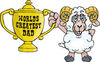 Ram Character Holding A Golden Worlds Greatest Dad Trophy