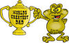 Toad Character Holding A Golden Worlds Greatest Dad Trophy