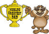Sloth Character Holding A Golden Worlds Greatest Dad Trophy