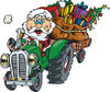Royalty-Free (RF) Clipart Illustration of a Peaceful Santa Driving A Tractor Sled
